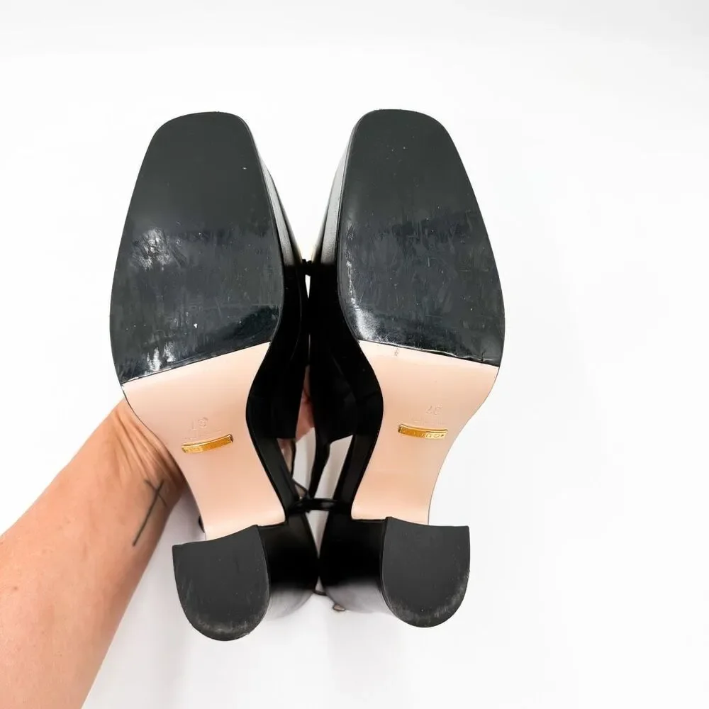 Gucci Horsebit Baby120 Platform Pumps EU 37 US 7 Black Leather Slingback